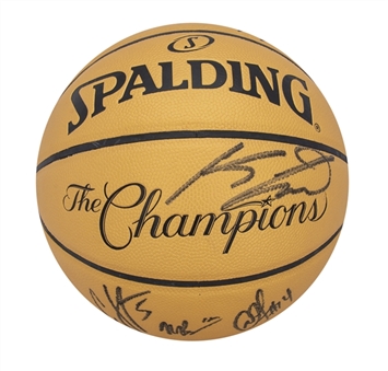 2014 NBA Champions San Antonio Spurs Team Signed Finals Limited Edition Molten Gold Basketball with 14 Signatures Including Khawai Leonard (2), Tim Duncan and Manu Ginobili (JSA) 